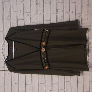 Knitted Dove Women's Size L Cardigan Sweater Green Snap Closure Long Sleeve